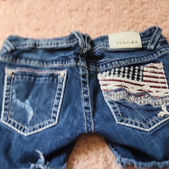 Vigoss Blue Jean Shorts Distressed Cut-Off Hem - Picture 6 of 11